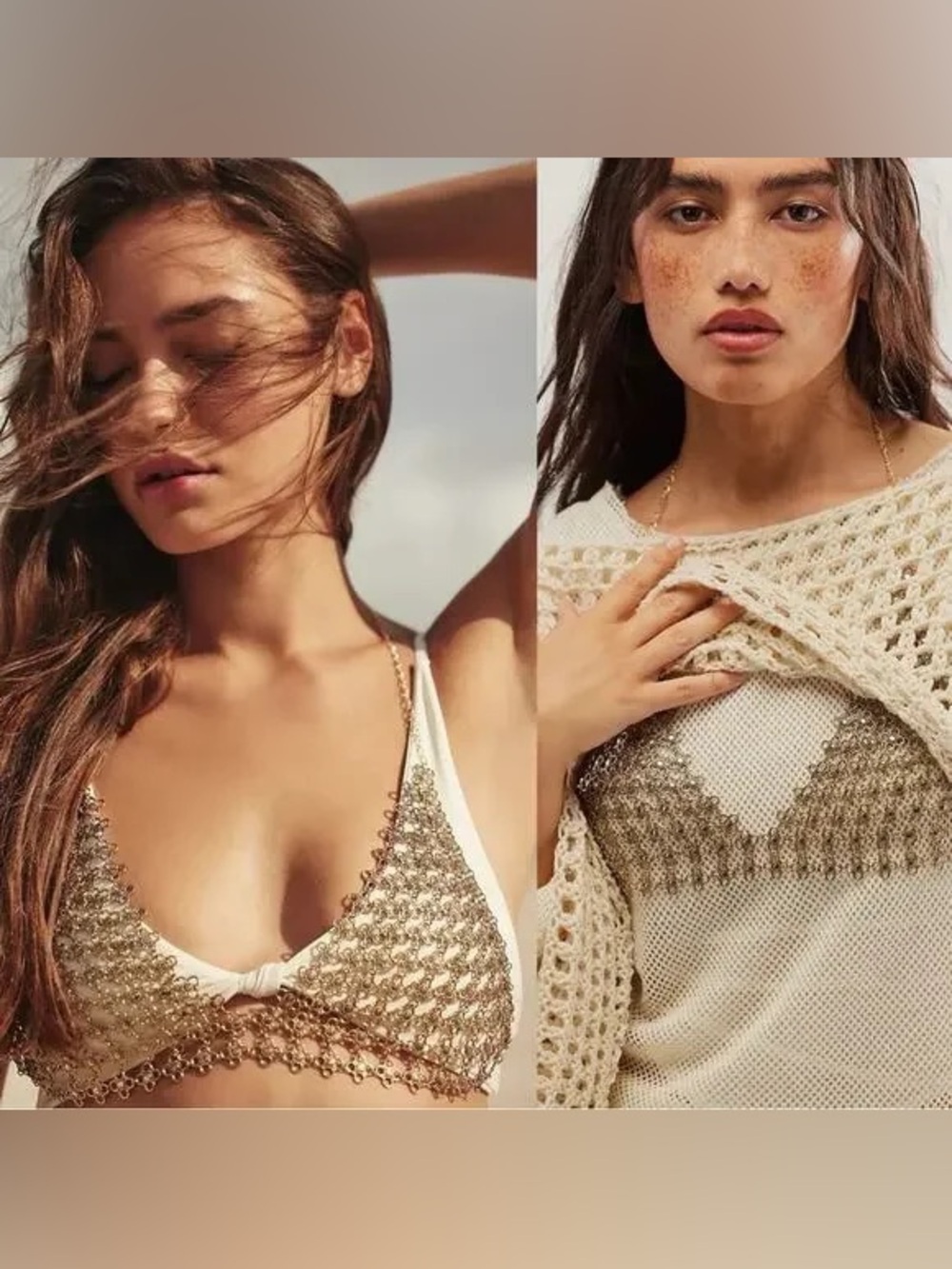 Free People Gold Schools Out Chain Bra Top